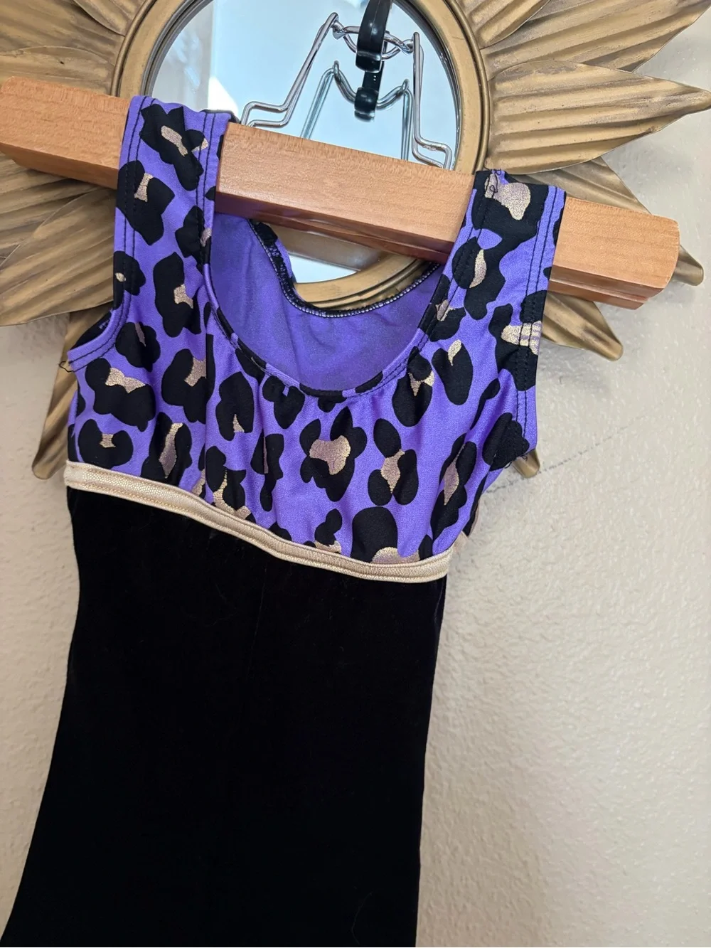 CUTE Vintage Destria Gymnast Outfit for a Little Girl SZ XS Velvet Animal Print
